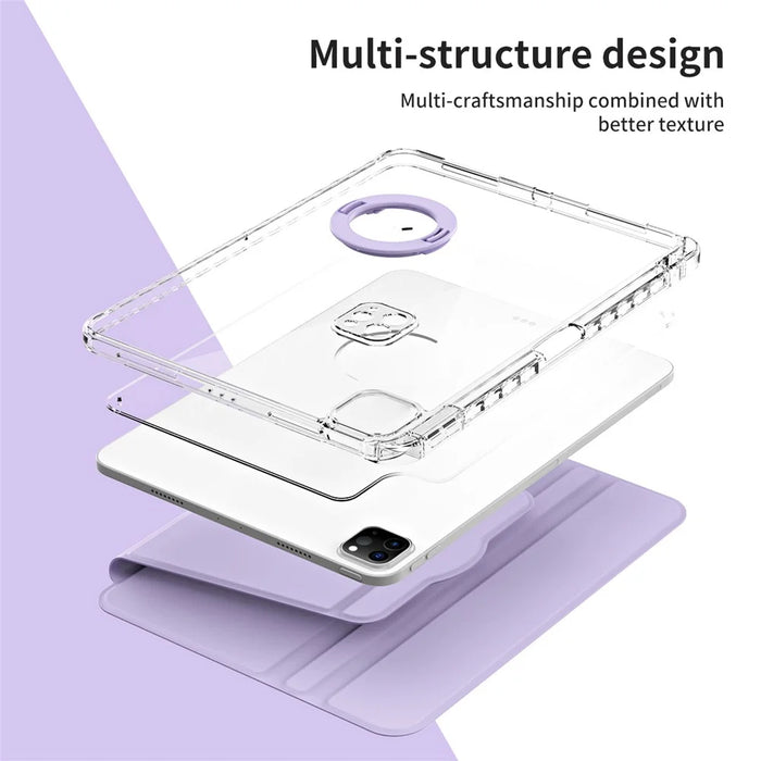 For iPad Pro 11 (2025) / 11 (2024) Case PU Leather+ Acrylic Tablet Cover Detachable, Auto Wake / Sleep - Purple - 6
