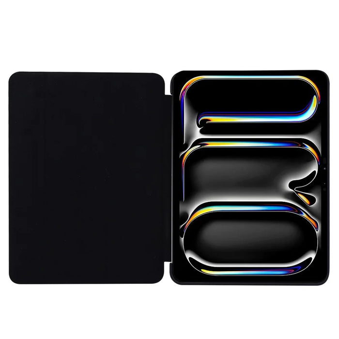 For iPad Pro 11 (2025) / 11 (2024) Case Tri-Fold Stand Leather+Silicone Tablet Cover - Black - 2