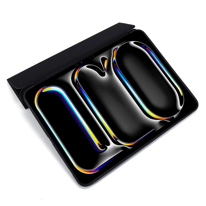 For iPad Pro 11 (2025) / 11 (2024) Case Tri-Fold Stand Leather+Silicone Tablet Cover - Black - 5
