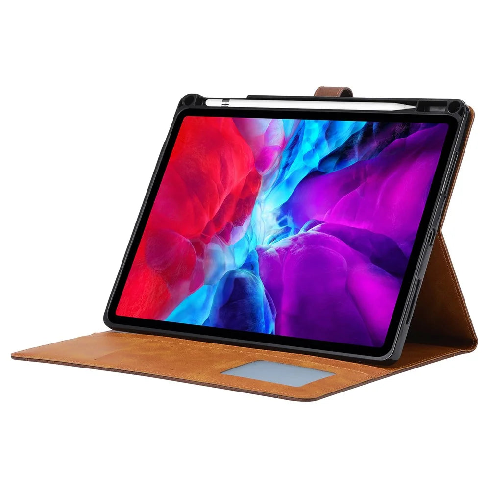 For iPad Pro 13 (2025) / 13 (2024) Case Outer Card Slot Leather Wallet Tablet Cover with Auto Wake / Sleep - Red - 2