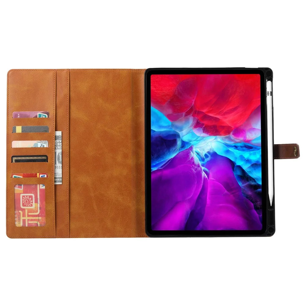 For iPad Pro 13 (2025) / 13 (2024) Case Outer Card Slot Leather Wallet Tablet Cover with Auto Wake / Sleep - Red - 3