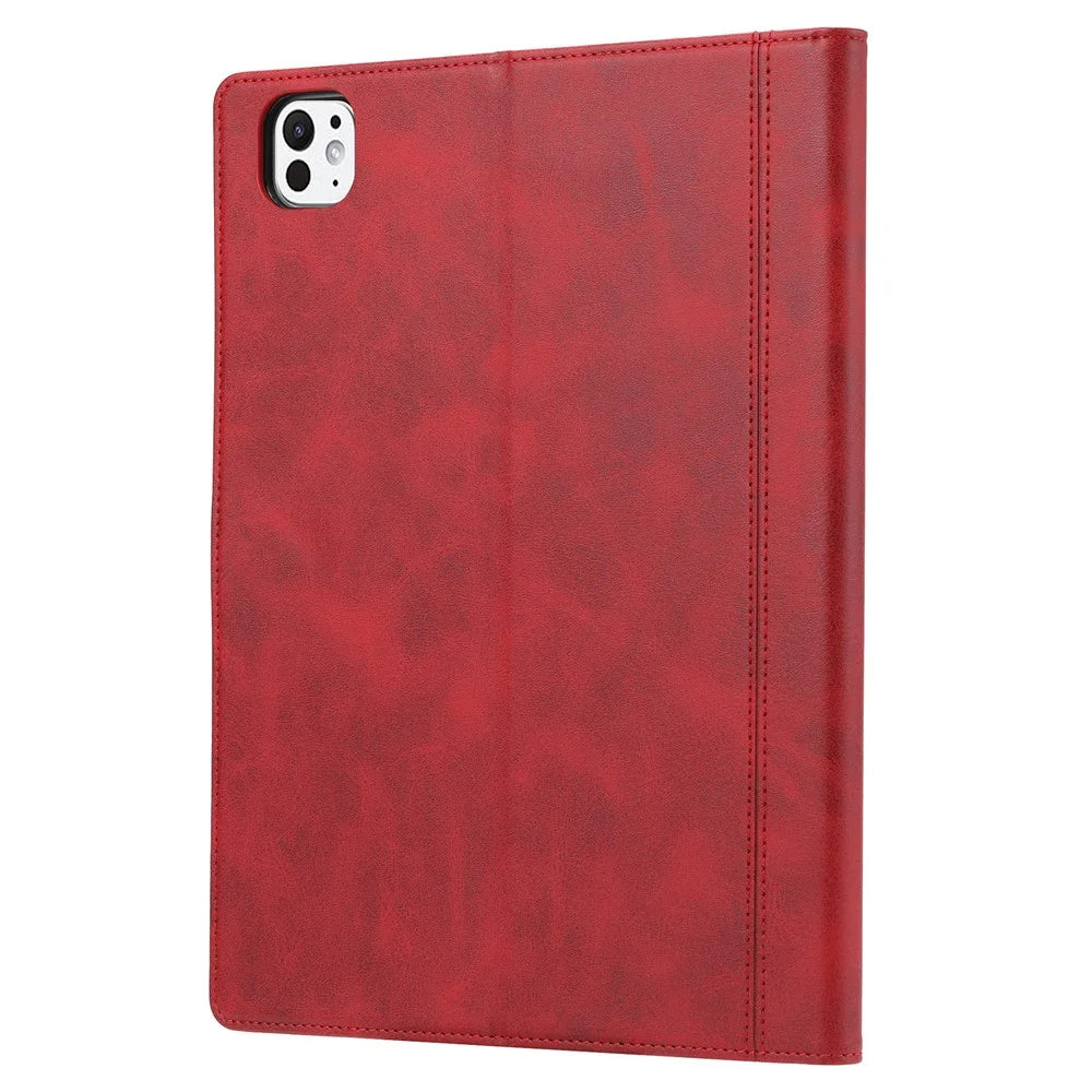 For iPad Pro 13 (2025) / 13 (2024) Case Outer Card Slot Leather Wallet Tablet Cover with Auto Wake / Sleep - Red - 5