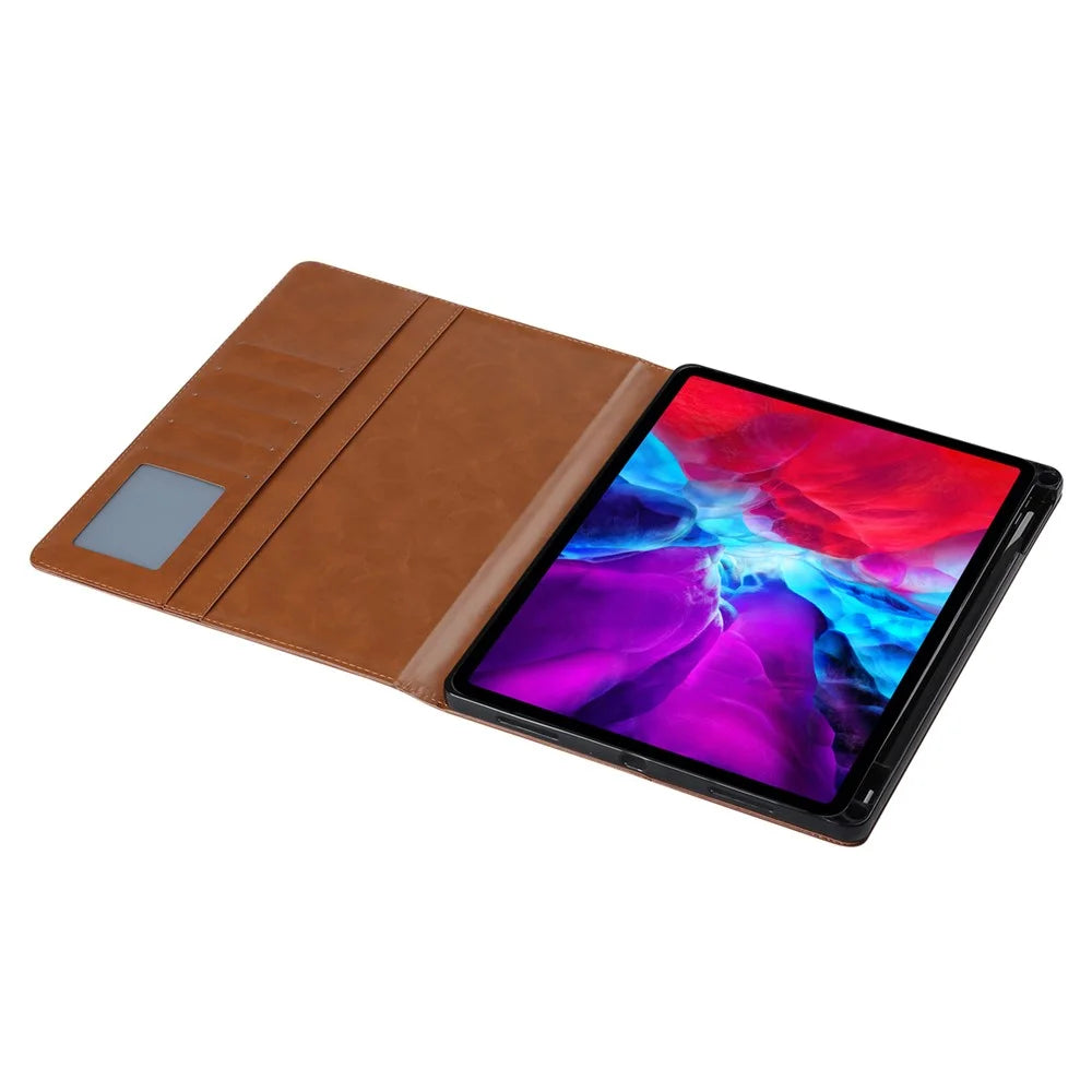For iPad Pro 11 (2025) / 11 (2024) Case Card Slot Wallet PU Leather Auto Wake / Sleep Tablet Cover with Pen Slot - Red - 4