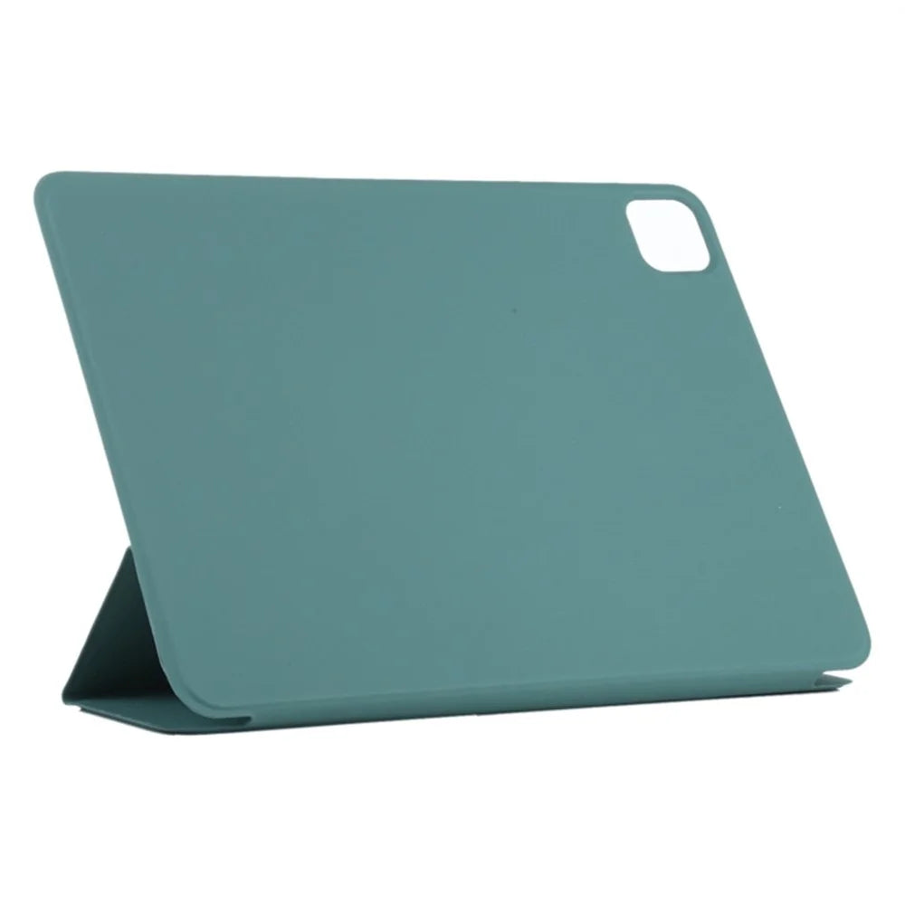 For iPad Pro 11 (2025) / 11 (2024) Case PU Leather Tri-Fold Stand Magnetic Closing Tablet Cover - Midnight Green - 4