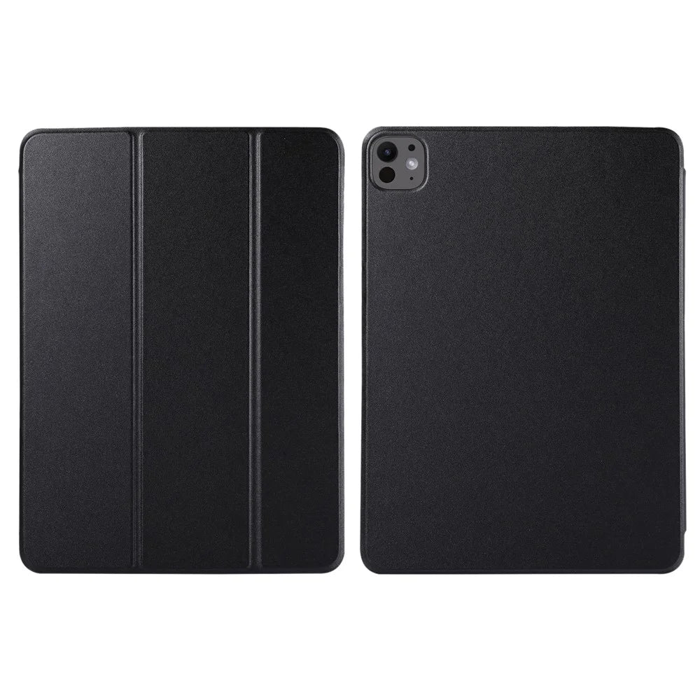 For iPad Pro 13 (2025) / 13 (2024) Case Tri-Fold Stand Magnetic Closing PU Leather Tablet Cover - Black - 1