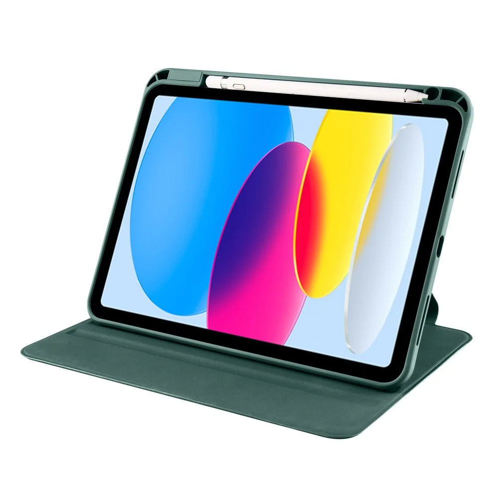 For iPad Air 11 (2026) / (2025) / (2024) Case PU Leather+Acrylic Tablet Cover Auto Sleep / Wake, Rotating Stand - Blackish Green - 2