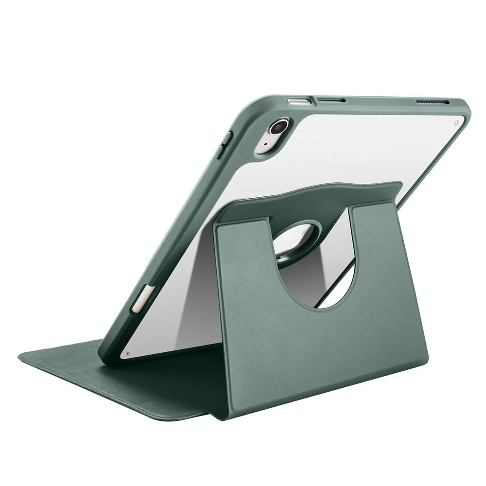 For iPad Air 11 (2026) / (2025) / (2024) Case PU Leather+Acrylic Tablet Cover Auto Sleep / Wake, Rotating Stand - Blackish Green - 3