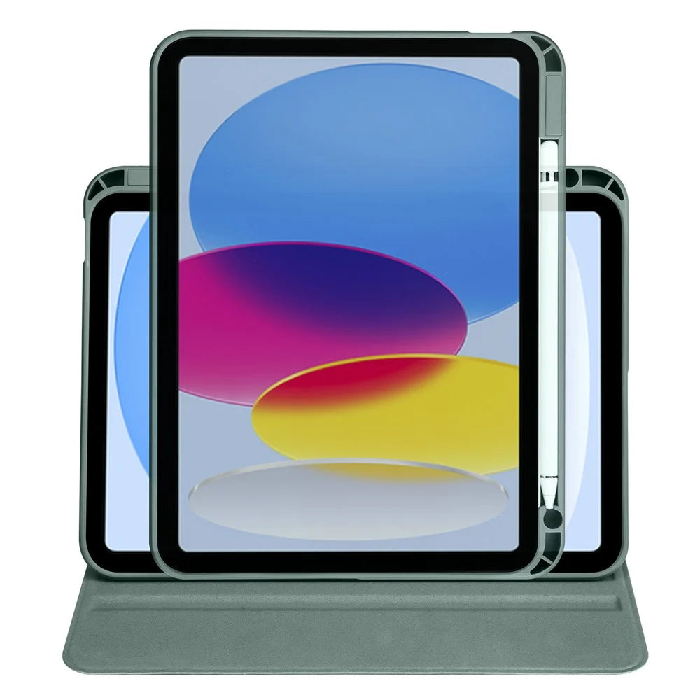 For iPad Air 11 (2026) / (2025) / (2024) Case PU Leather+Acrylic Tablet Cover Auto Sleep / Wake, Rotating Stand - Blackish Green - 5