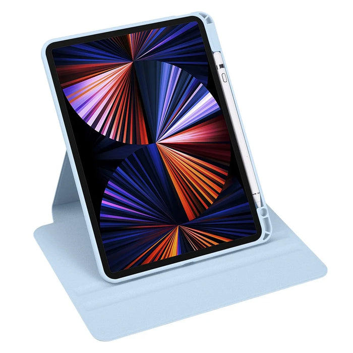 For iPad Pro 11 (2025) / 11 (2024) Case Smart PU Leather+Acrylic Rotating Tablet Cover - Baby Blue - 3