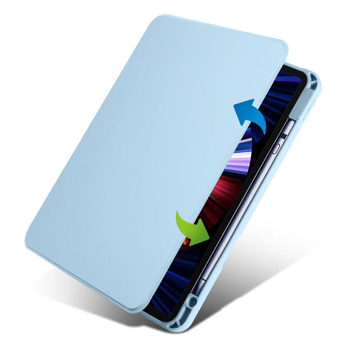For iPad Pro 11 (2025) / 11 (2024) Case Smart PU Leather+Acrylic Rotating Tablet Cover - Baby Blue - 5