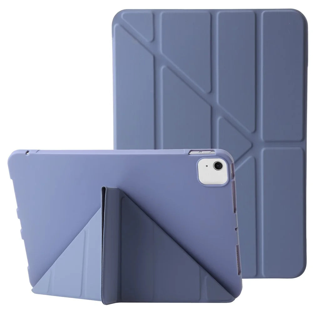 For iPad Air 13 (2026) / (2025) / (2024) Case Origami Stand PU Leather+Silicone Tablet Cover with Auto Sleep / Wake - Purple - 1