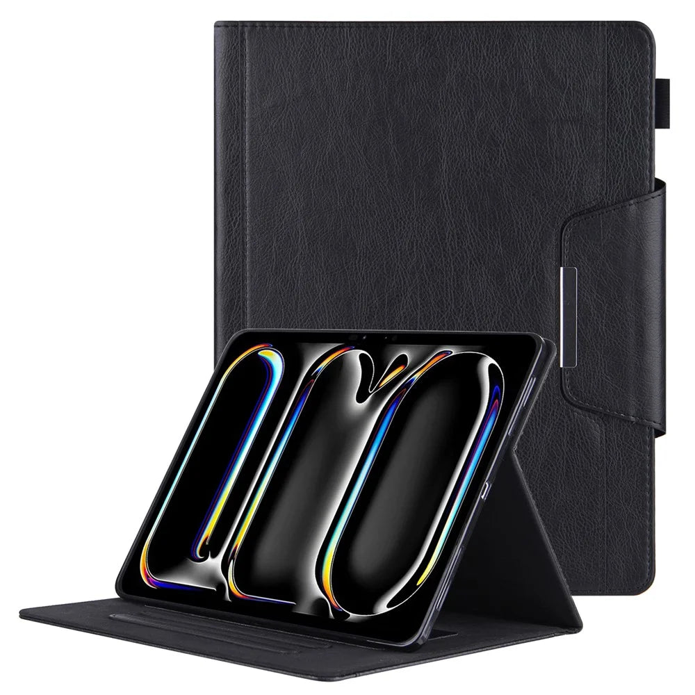 For iPad Pro 11 (2025) / 11 (2024) Case Adjustable Stand PU Leather Tablet Cover with Auto Wake  /  Sleep - Black - 1
