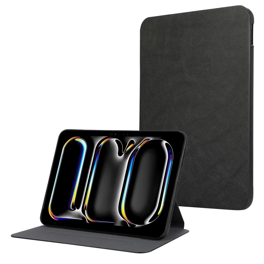 For iPad Pro 11 (2025) / 11 (2024) Case Folding Stand PU Leather + TPU Tablet Cover - Black - 1
