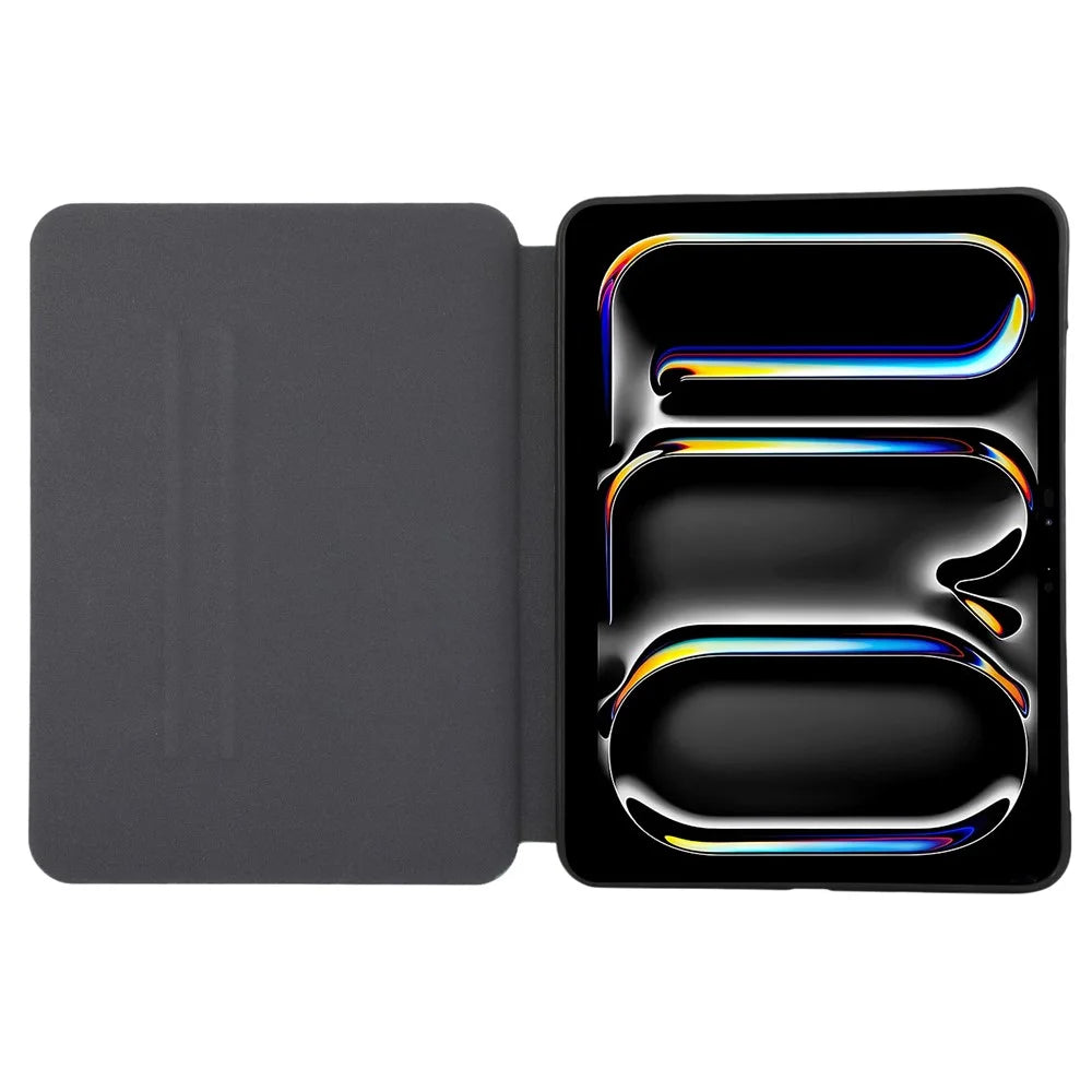 For iPad Pro 11 (2025) / 11 (2024) Case Folding Stand PU Leather + TPU Tablet Cover - Black - 2