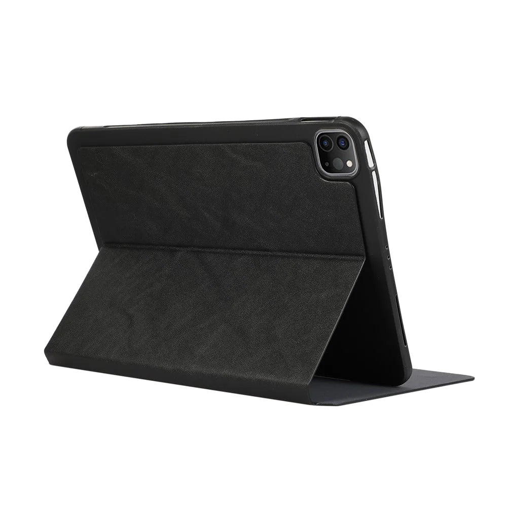For iPad Pro 11 (2025) / 11 (2024) Case Folding Stand PU Leather + TPU Tablet Cover - Black - 4