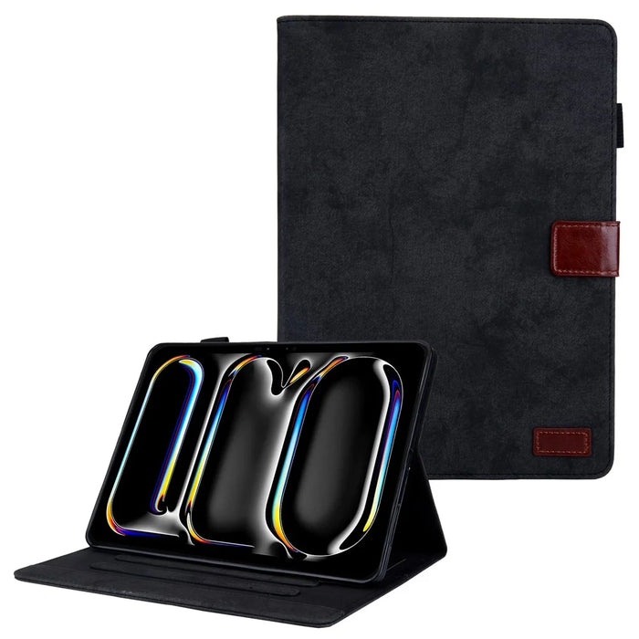 For iPad Pro 11 (2025) / 11 (2024) Case Cloth Texture PU Leather Tablet Cover with Auto Wake / Sleep - Black - 1
