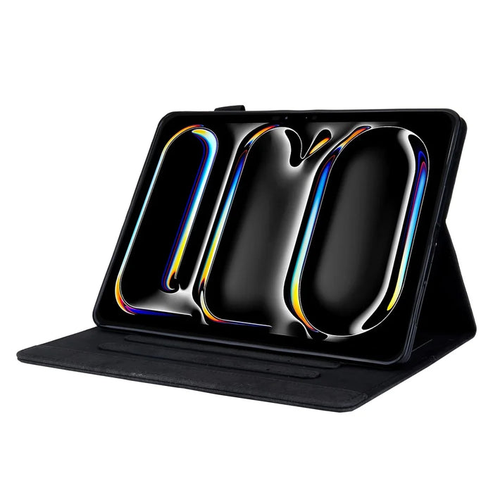 For iPad Pro 11 (2025) / 11 (2024) Case Cloth Texture PU Leather Tablet Cover with Auto Wake / Sleep - Black - 2