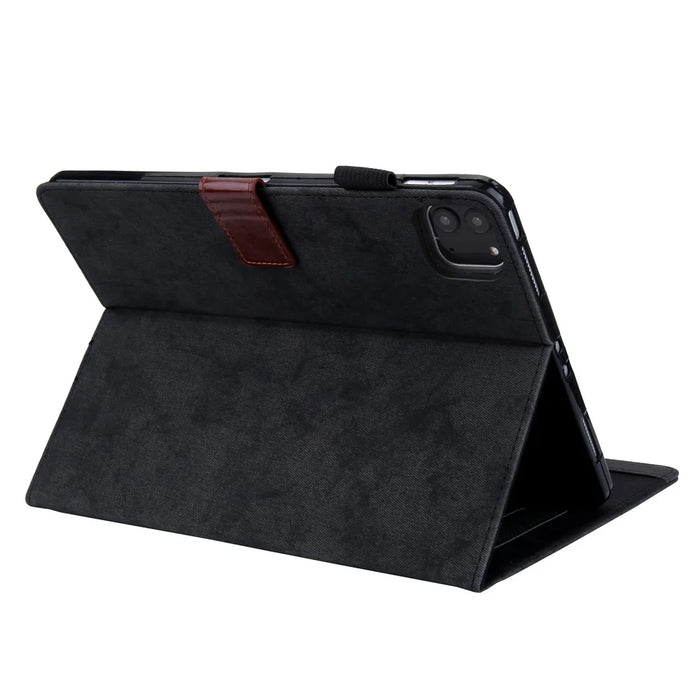 For iPad Pro 11 (2025) / 11 (2024) Case Cloth Texture PU Leather Tablet Cover with Auto Wake / Sleep - Black - 4