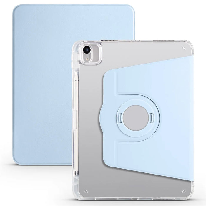 For iPad Air 11 (2026) / (2025) / (2024) Case Rotating Stand Leather+Clear TPU Detachable Tablet Cover - Baby Blue - 1