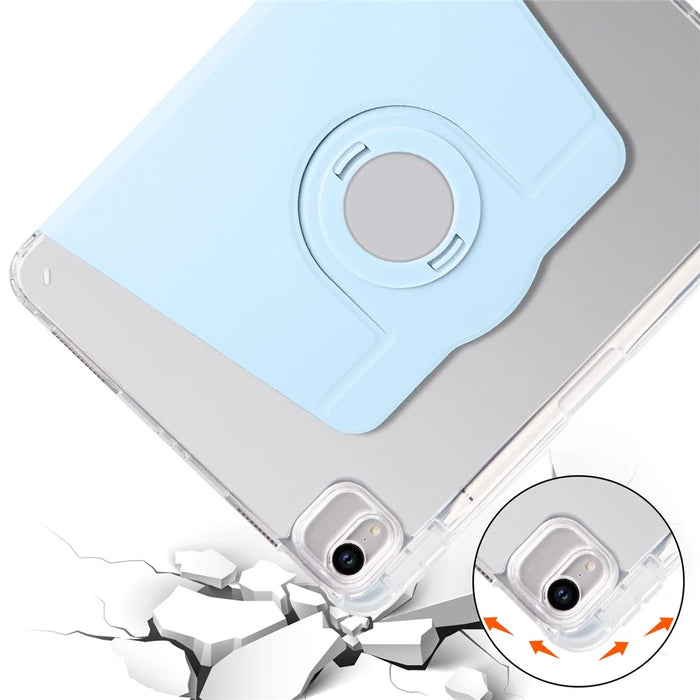 For iPad Air 11 (2026) / (2025) / (2024) Case Rotating Stand Leather+Clear TPU Detachable Tablet Cover - Baby Blue - 5