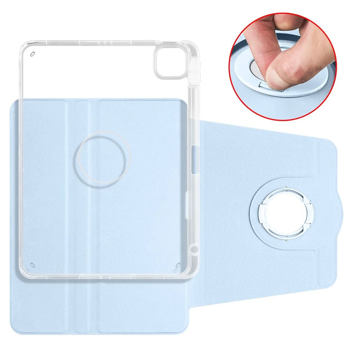 For iPad Air 11 (2026) / (2025) / (2024) Case Rotating Stand Leather+Clear TPU Detachable Tablet Cover - Baby Blue - 6