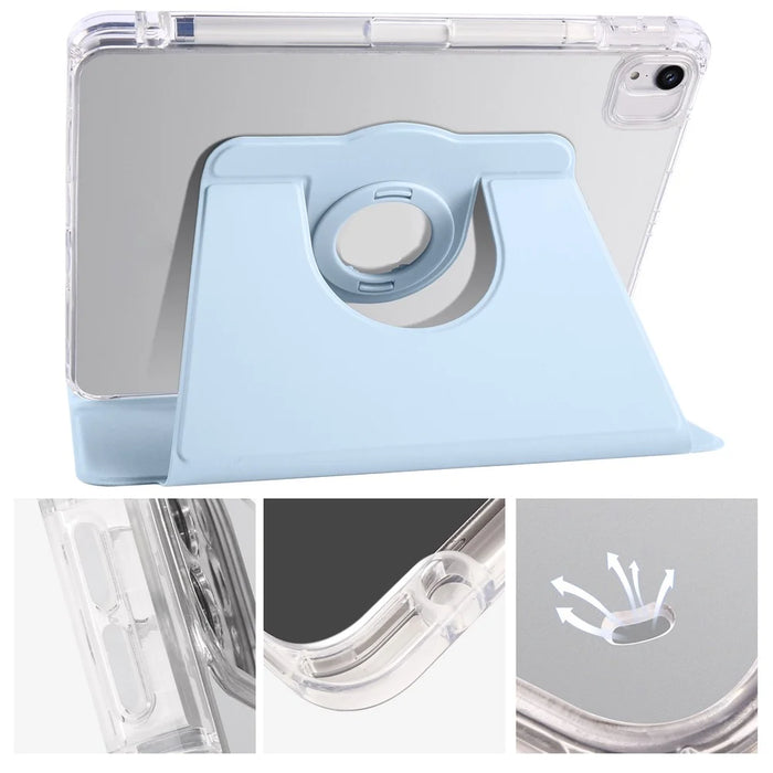For iPad Air 11 (2026) / (2025) / (2024) Case Rotating Stand Leather+Clear TPU Detachable Tablet Cover - Baby Blue - 7