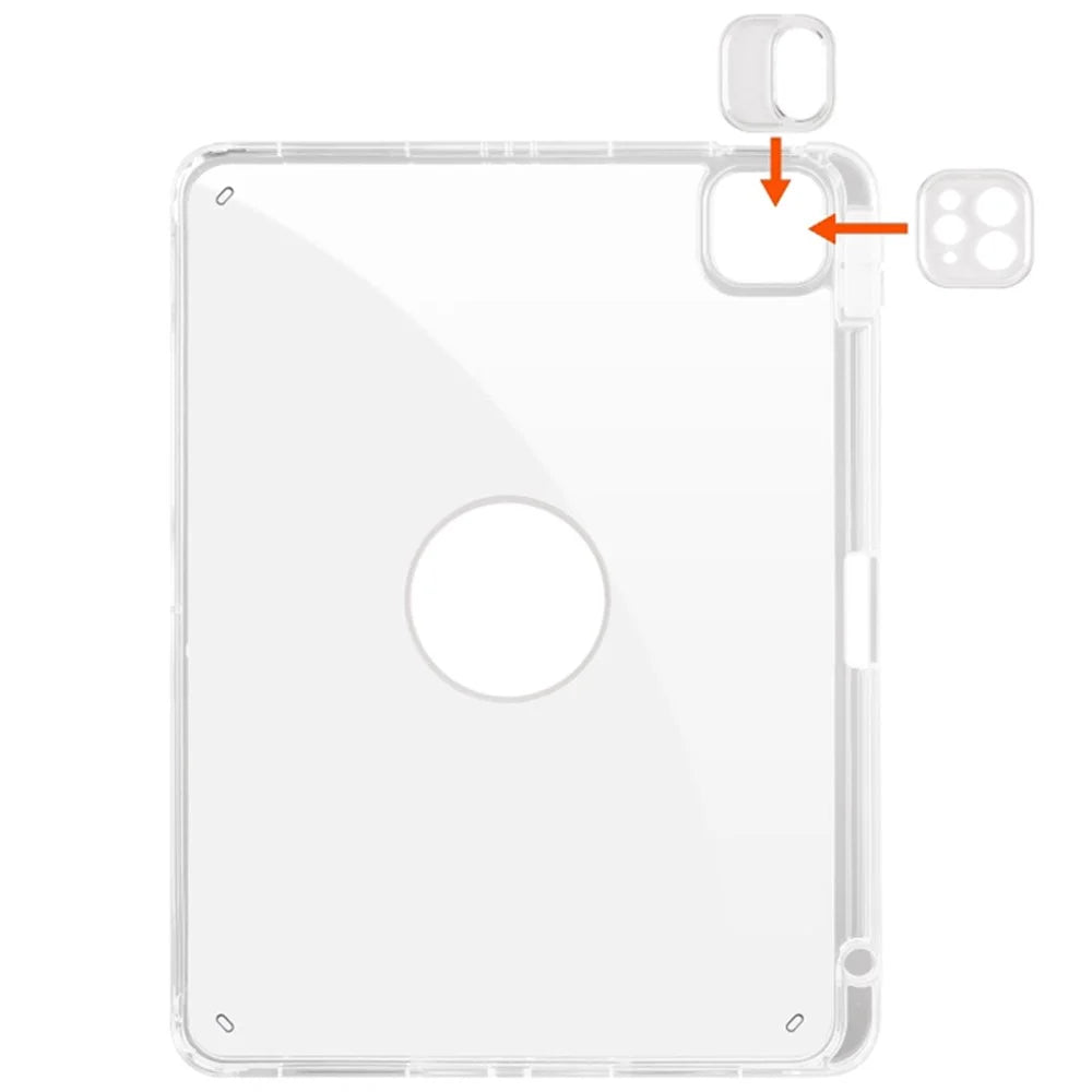 For iPad Pro 13 (2025) / 13 (2024) Case Rotating Stand PU Leather Clear Back Detachable Tablet Cover - Black - 6