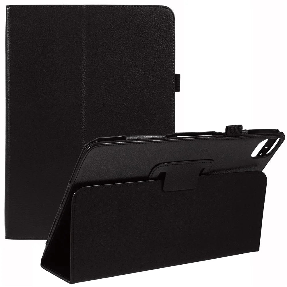 For iPad Air 11 (2026) / (2025) / (2024) Case Litchi Texture Leather Tablet Cover with Bi-Fold Stand - Black - 1