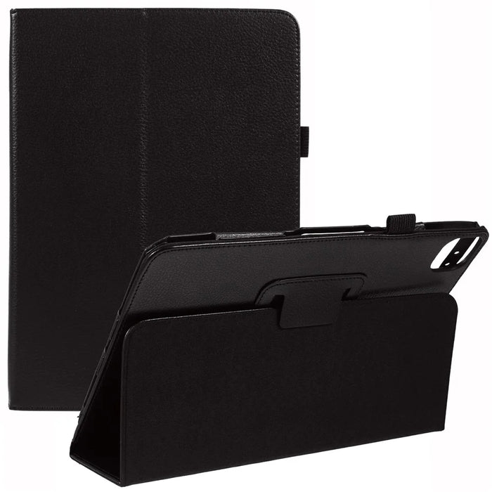 For iPad Air 11 (2026) / (2025) / (2024) Case Litchi Texture Leather Tablet Cover with Bi-Fold Stand - Black - 1