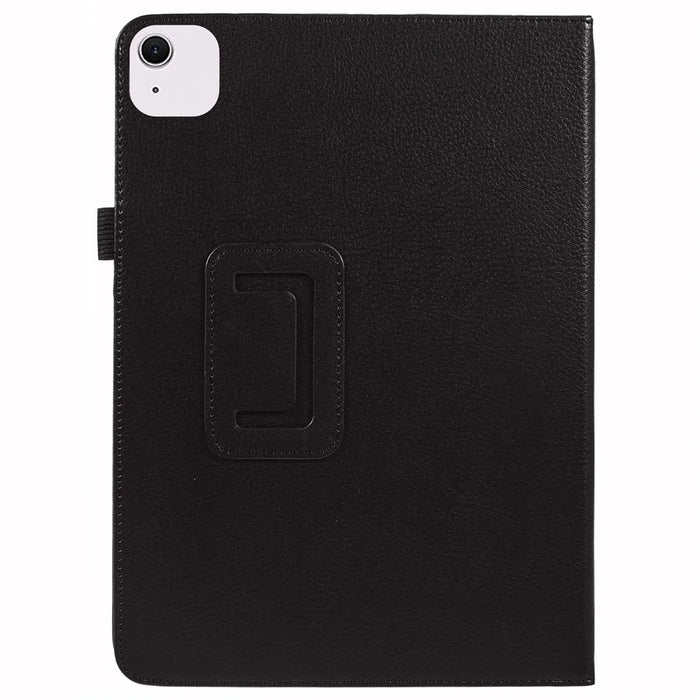 For iPad Air 11 (2026) / (2025) / (2024) Case Litchi Texture Leather Tablet Cover with Bi-Fold Stand - Black - 2