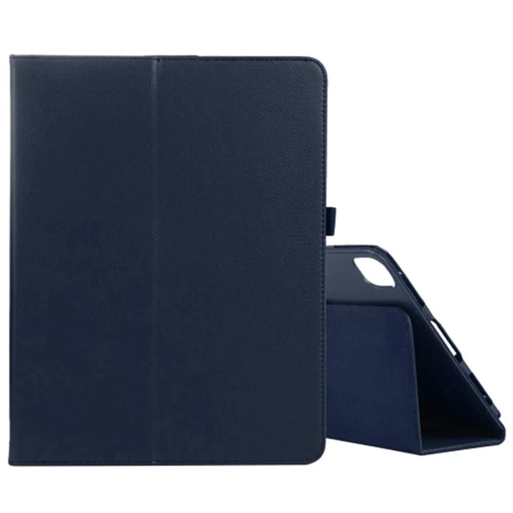 For iPad Pro 11 (2025) / 11 (2024) Case Bi-Fold Stand PU Leather Tablet Cover with Stylus Loop Design - Dark Blue - 1