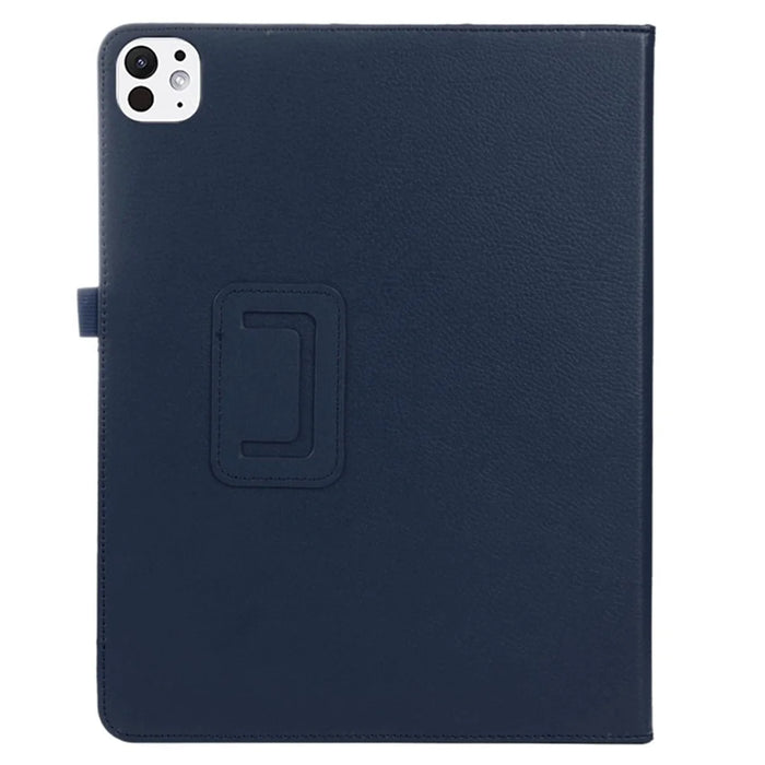 For iPad Pro 11 (2025) / 11 (2024) Case Bi-Fold Stand PU Leather Tablet Cover with Stylus Loop Design - Dark Blue - 6