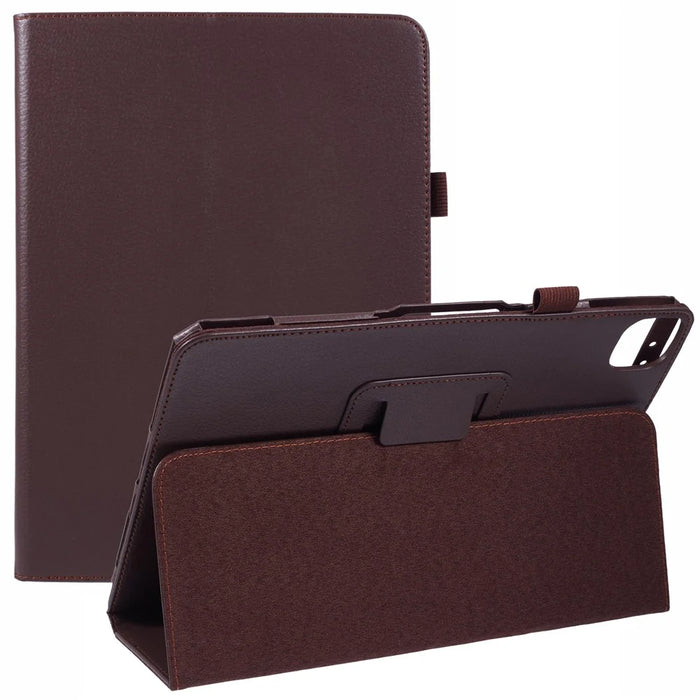 For iPad Air 13 (2026) / (2025) / (2024) Case Bi-Fold Stand PU Leather Litchi Texture Tablet Cover - Brown - 1