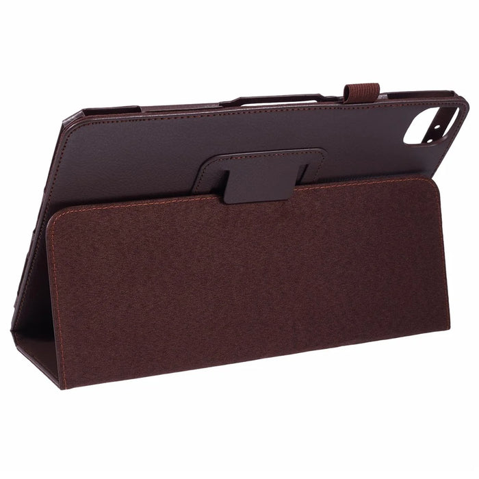 For iPad Air 13 (2026) / (2025) / (2024) Case Bi-Fold Stand PU Leather Litchi Texture Tablet Cover - Brown - 4
