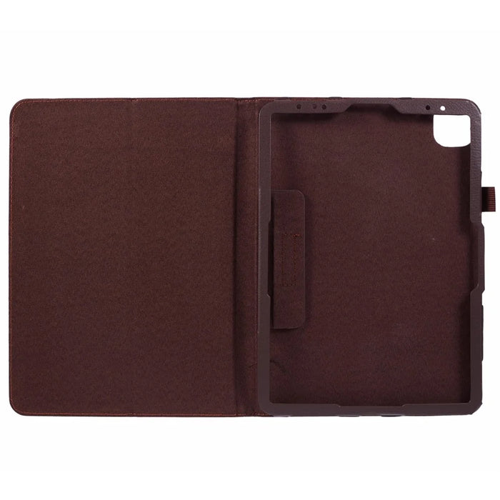 For iPad Air 13 (2026) / (2025) / (2024) Case Bi-Fold Stand PU Leather Litchi Texture Tablet Cover - Brown - 6