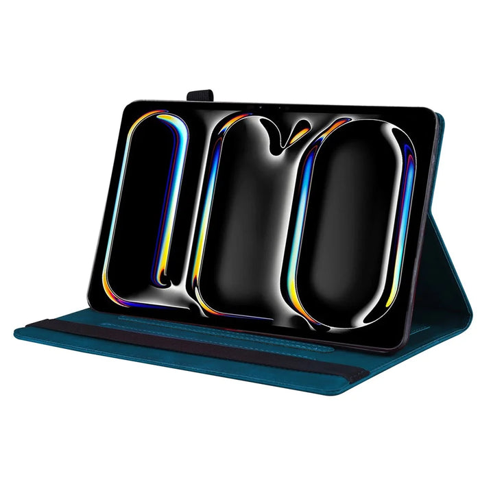 For iPad Pro 11 (2025) / 11 (2024) Case Card Slot PU Leather Stand Tablet Cover - Blue - 3