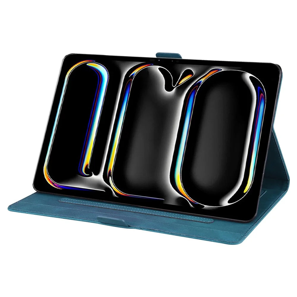 For iPad Pro 11 (2025) / 11 (2024) Case with Card Slots Butterfly Imprinted Leather Tablet Cover - Blue - 3
