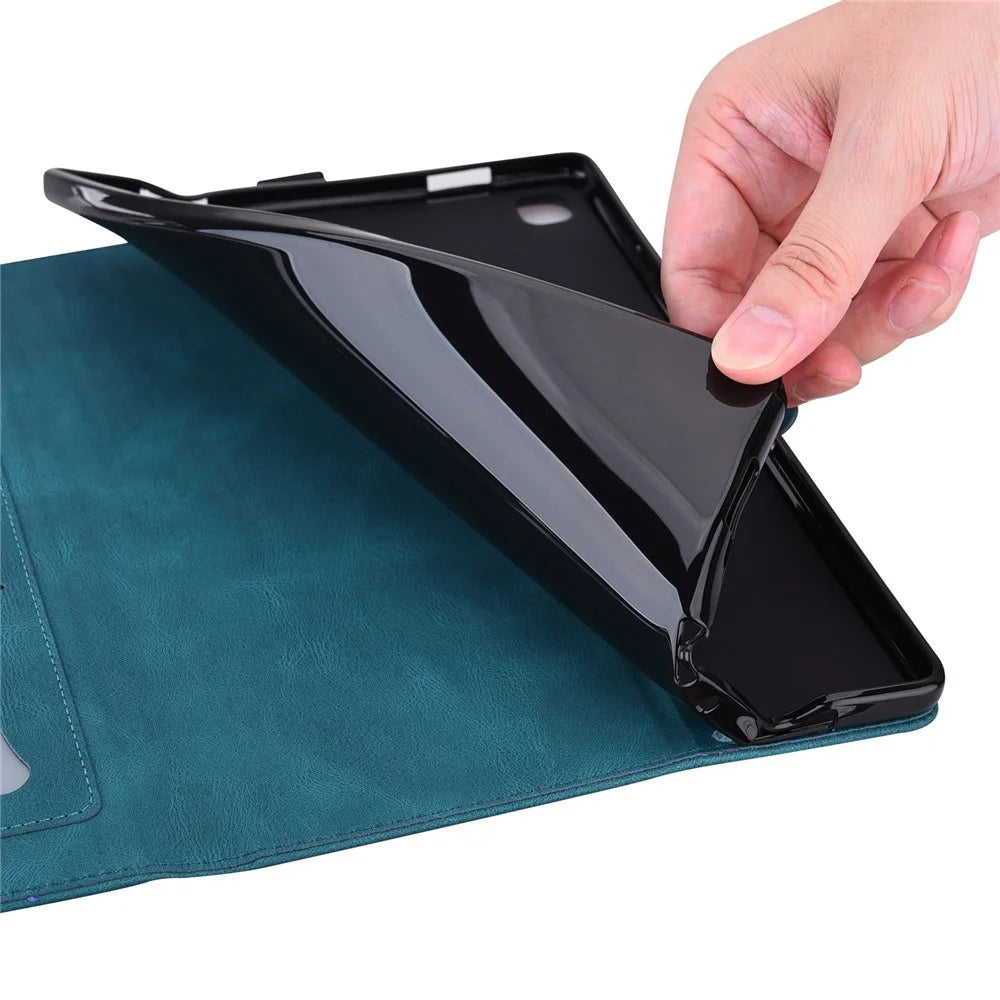 For iPad Pro 11 (2025) / 11 (2024) Case with Card Slots Butterfly Imprinted Leather Tablet Cover - Blue - 5