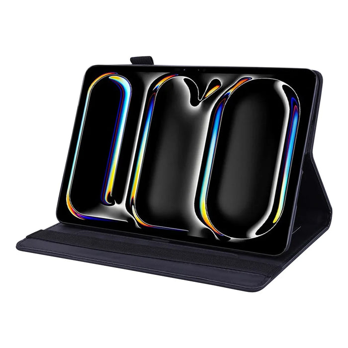For iPad Air 13 (2026) / (2025) / (2024) / Pro 12.9 (2020) / (2021) Case PU Leather Flower Pattern Stand Cover - Black - 3