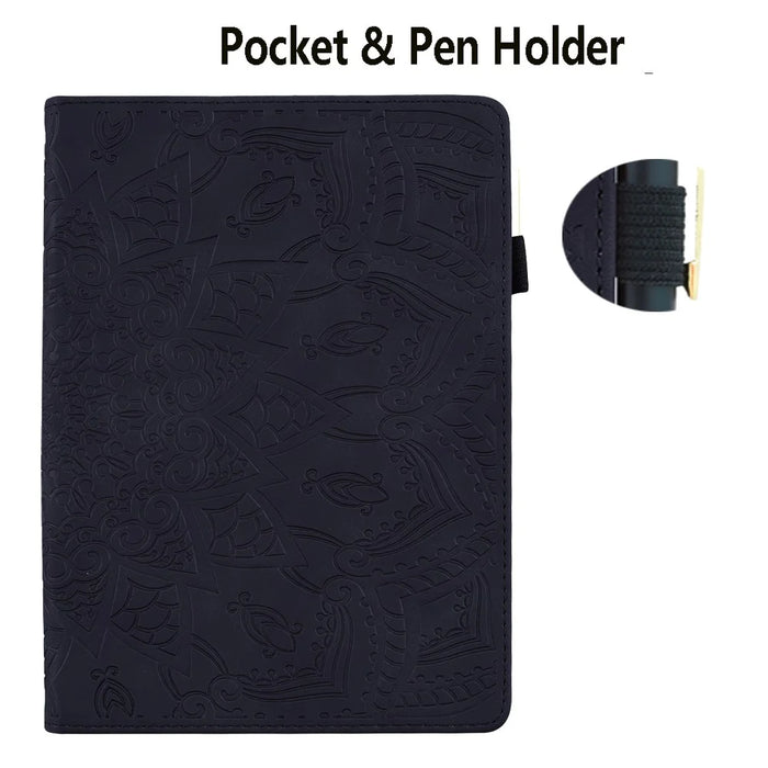 For iPad Air 13 (2026) / (2025) / (2024) / Pro 12.9 (2020) / (2021) Case PU Leather Flower Pattern Stand Cover - Black - 7