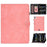 For iPad Pro 11 (2025) / 11 (2024) Cowhide Texture PU Leather Stand Tablet Case Card Holder Cover with Pen Holder Loop - Pink - 1