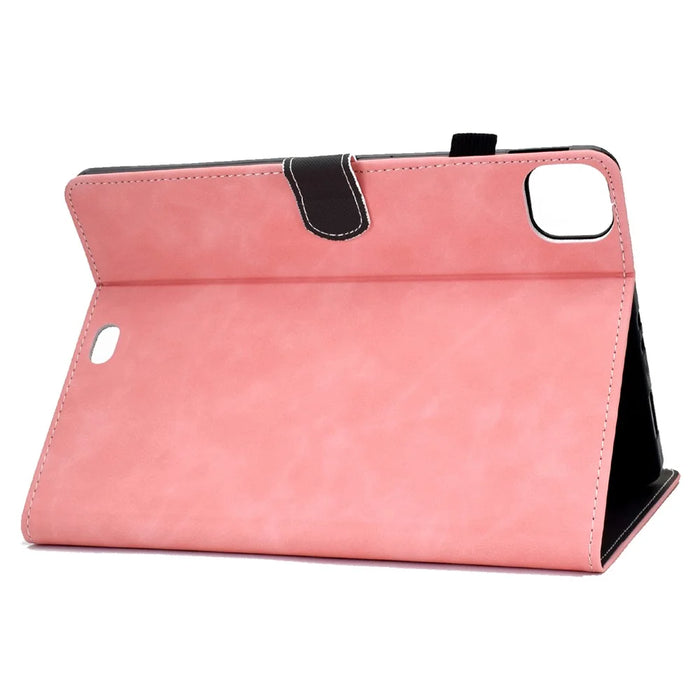For iPad Pro 11 (2025) / 11 (2024) Cowhide Texture PU Leather Stand Tablet Case Card Holder Cover with Pen Holder Loop - Pink - 4