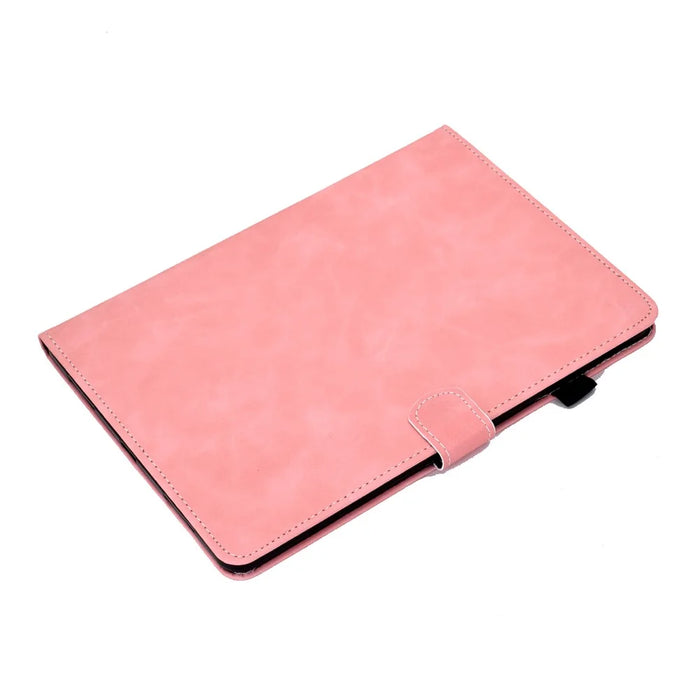 For iPad Pro 11 (2025) / 11 (2024) Cowhide Texture PU Leather Stand Tablet Case Card Holder Cover with Pen Holder Loop - Pink - 5
