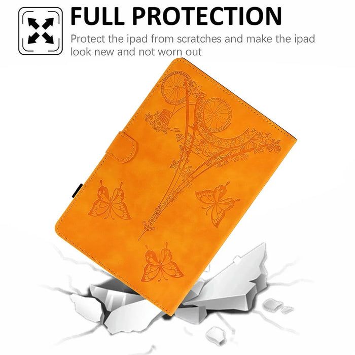 For iPad Pro 11 (2025) / 11 (2024) Iron Tower Imprinted Cover PU Leather Tablet Case with Card Slots - Khaki - 5