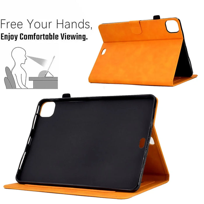 For iPad Pro 11 (2025) / 11 (2024) Iron Tower Imprinted Cover PU Leather Tablet Case with Card Slots - Khaki - 7
