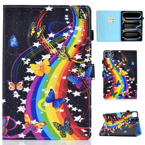 For iPad Pro 11 (2025) / 11 (2024) Case PU Leather+TPU Tablet Protective Cover Pattern Printing Full Protection Shell - Music Butterfly - 1