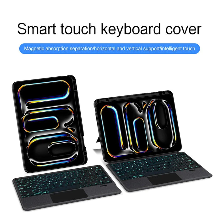 For iPad Pro 11 (2025) / 11 (2024) Leather Case + Bluetooth-compatible Keyboard with Backlight Trackpad - 4