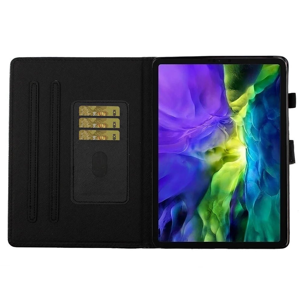For iPad Pro 11 (2025) / 11 (2024) Case Card Slot Stand Glittery PU Leather Tablet Cover - Black - 2