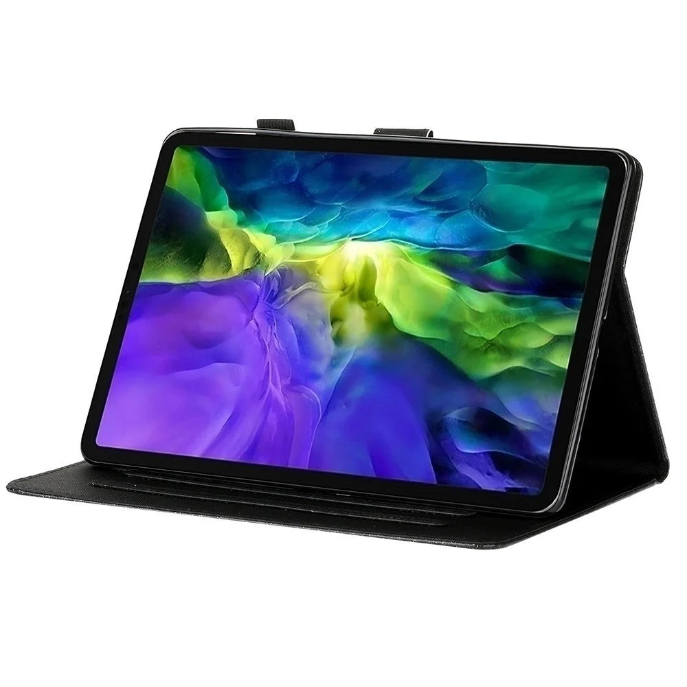 For iPad Pro 11 (2025) / 11 (2024) Case Card Slot Stand Glittery PU Leather Tablet Cover - Black - 3