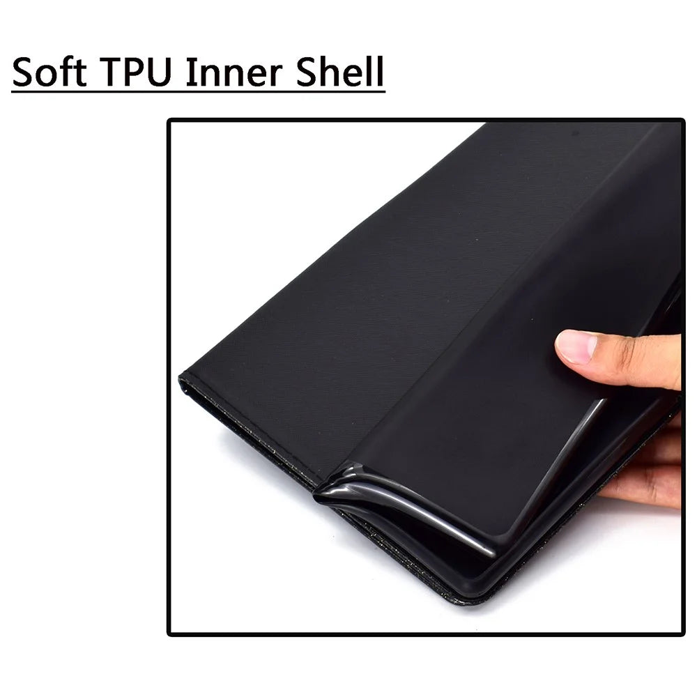 For iPad Pro 11 (2025) / 11 (2024) Case Card Slot Stand Glittery PU Leather Tablet Cover - Black - 4